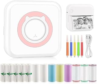 GuKKK Mini drukarka, mobilna drukarka fotograficzna, przenośna mini drukarka fotograficzna, bezprzewodowa drukarka fotograficzna, drukarka Bluetooth, pomoc w nauce, notatki, dziennik, notatki,