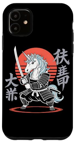 Funny Unicorn Ninja Samurai Retro Anime para los Amantes de los Unicornios Carcasa para iPhone 11
