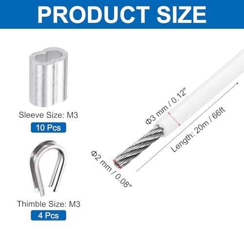 Cable de acero inoxidable 1/8 con fundas para sistemas de barandillas valla 2