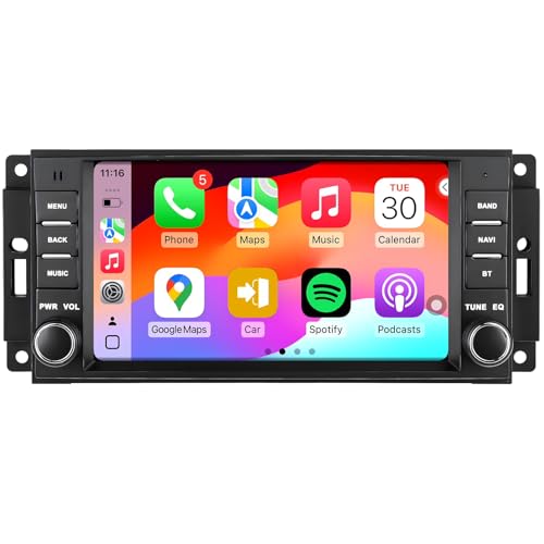 5G WiFi(6) Car Radio for Jeep Wrangler 2007-2018 Chrysler Dodge Ram 1500, Android13/Wireless CarPlay/Android Auto/ 7inch Touch Screen/GPS Navigation/Bluetooth/FM/HD Backup Camera (2+64)