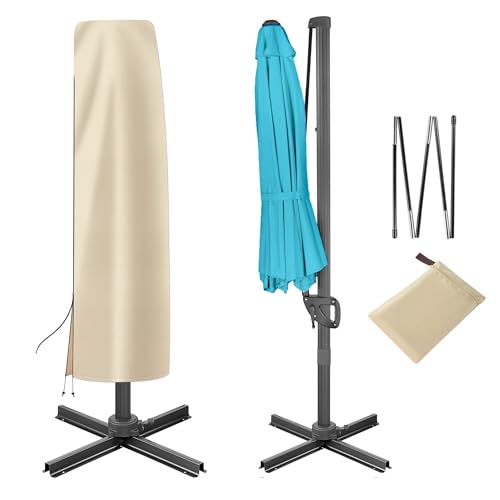 FLAME&SHADE Patio Umbrella Cover Waterproof, Fits Offset Umbrella 8-13 FT