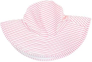 RuffleButts Girls Pink Striped Seersucker Swim Hat - 3T-5