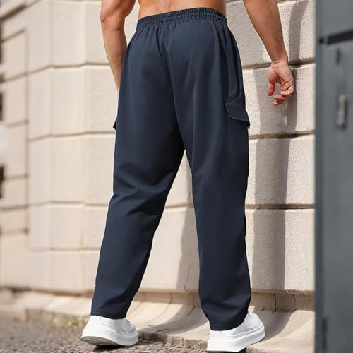Men's Casual Cargo Sweatpants Loose Drawstring Waist Pants Lightweight Slim Fit Tactical Pants with Multi Pockets2