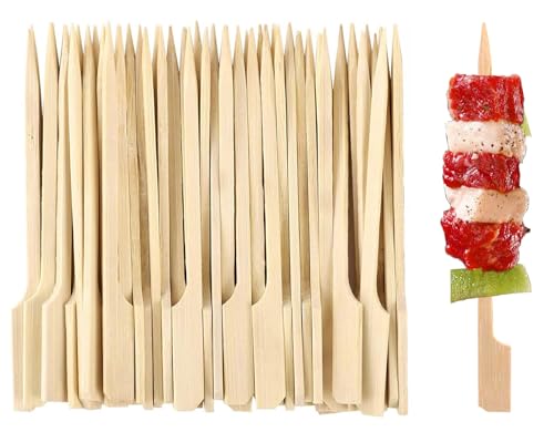 100 x Wooden Flat Paddle Burger Sandwich Skewers 15cm Bamboo Sticks, 100% Compostable and Biodegradable Barbeque, Kebabs, Buffet Party (15CM-100Pack)