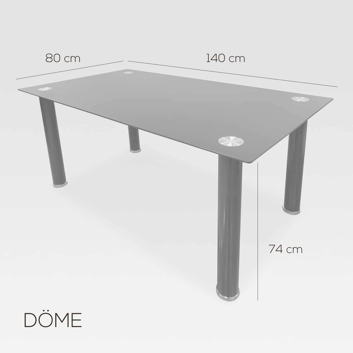 Duérmete Online - Pack Mesa de Cristal de Comedor o Cocina + 6 Sillas Color Blanco a Juego, Modelo Döme, Prácticas y Funcionales