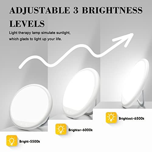 Mutigom Light Therapy Lamp, Uv-Free 10000 Lux Light Therapy Sun Lamp With 3 Adjustable Brightness, Timer Function And Touch Control, 90° Rotatable Stand, Sunlight Lamp For Work From Home Office #TOP2