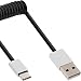 Produktbild InLine 35873 USB 2.0 Spiralkabel, Typ C Stecker auf A Stecker/Alu, flexibel, 3m schwarz