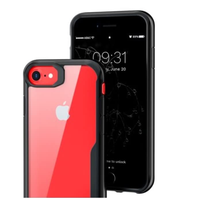 Image of REALCASE iPhone 6 / 6s Back Cover Case | Clear Gel Transparent TPU Shock Proof Bumper Case Back Cover Case for iPhone 6 / 6s (B-Black)