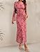 ZESICA Women's Long Sleeve Floral Bodycon Dress 2025 Fall Fashion Ruched Mesh Wedding Guest Cocktail Party Maxi Dresses, Tie Dye Pink, L