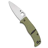 Spyderco Caribbean Salt Leaf Knife with 3.68' LC200N Corrosion-Resistant Steel Blade with Black/Yellow G-10 Handle - PlainEdge - C217GP