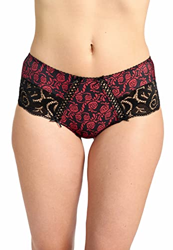 Sans Complexe Femme Amelie Print Shorty, Imprime Floral Noir / Rouge, 42-44 EU Cover
