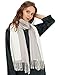 Produktbild MaaMgic Schal Damen Zweifarbig Stola mit Baumwolle Herbst Winter Mehrfarbige Deckenschal MEHRWEG Weiß Hellgrau