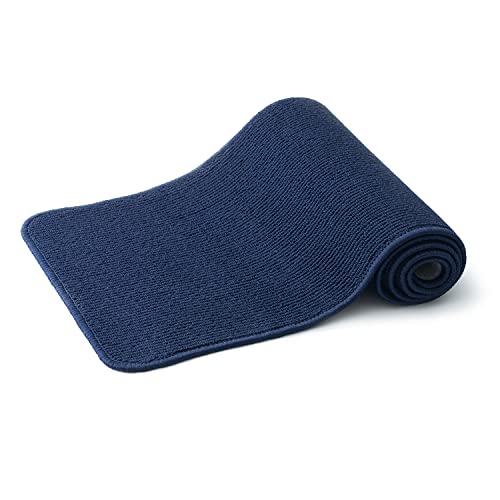 ROSMARUS キチンマット 台所マット 廊下マット ずれない 防ダニ 抗菌 無地 和風 滑り止め ベランダマット ロングマット おしゃれ 45*180㎝ ネービーブルー