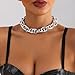 Otxas Chunky Necklace and Bracelets Set Statement Necklace for Women Silver Chunky Necklaces Fashion Punk Necklaces Cuban Chain Hip-hop Jewelry (Style-6)