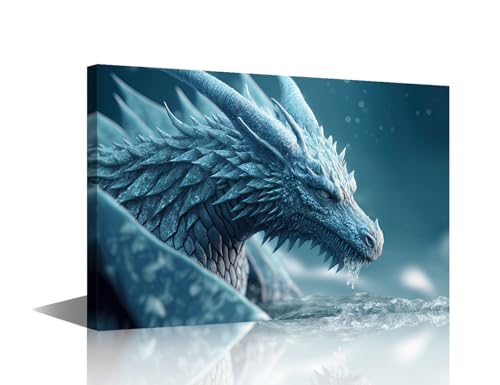 Toile dragon de glace tableau moderne encadré et décoration murale