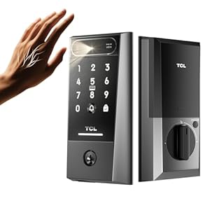 TCL D2 Pro Smart Lock with Palm Vein Recognition, Wi-Fi Keyless Entry Deadbolt Door Lock, Built-in Doorbell, IP55 Waterproof, 10000mAh Rechargeable Battery, Auto Lock for Front Door (Dark Grey)
