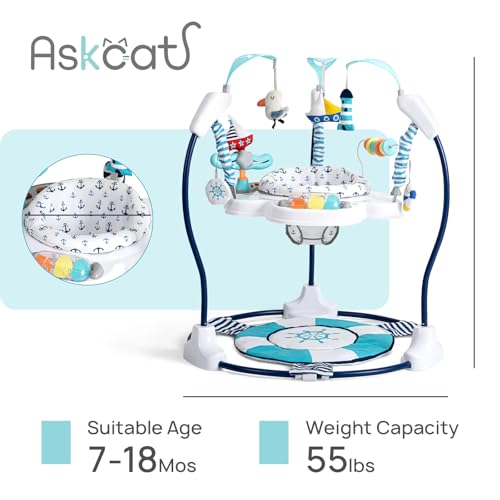 Image of AskCat Baby Activity Center Jumper Interactive Activity Jumper Play Center with Infant Toys, 360 Rotating Seat