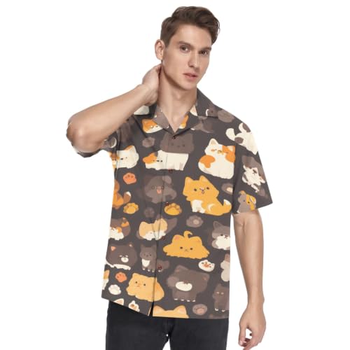 Chemise Hawaïenne Homme imprimé petits chiens au tombé fluide et coupe casual boutonnée