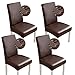 Produktbild Bestenrose Stuhlhussen 4er Set PU Leder Stuhlbezug Stretch Wasserdichter Stuhlüberzug Universell Stuhl Husse für Bürostuhl Esszimmer Schutzhülle (Braun, 4 Stück)