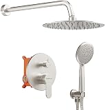 Gabrylly Brushed Nickel Shower System, Wall Mounted Shower Faucet Set for Bathroom with High Pressur