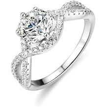 Half Eternity Band Engagement Bands White Gold with 1ct Moissanite, Infinity Antique Promise Rings for Women, | Size 4-11