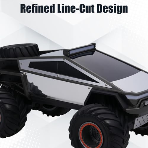 Hylukon RC Cybertruck Remote Control Car, 1:12 Scale RC Cars 2.4GHz All Terrain Off Road RC Pickup Truck with Lights, Music and 2 Batteries, Christmas Birthday Gift for Adults - Image 4