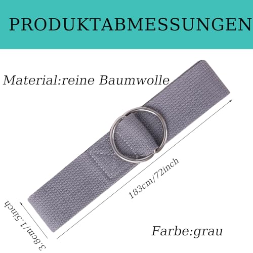 Correa de yoga Slim Panda de algodón, cinturón de ayuda para yoga, 183 – 3,8 cm, práctica correa de yoga, accesorio para estiramiento y fitness, correa de yoga con cierre de metal, natural como - Imagen 3