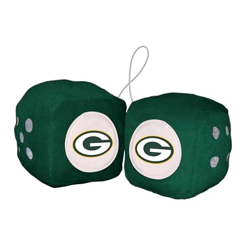 FANMATS 31979 Green Bay Packers Team Color Fuzzy Dice Décor 3" Set