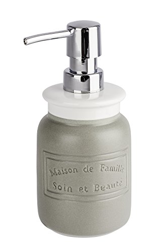 Preisvergleich Produktbild WENKO 22640100 Seifenspender Maison, Flüssigseifen-Spender, Spülmittel-Spender Fassungsvermögen: 0,42 l, Keramik, 8 x 17,5 x 9 cm, grau
