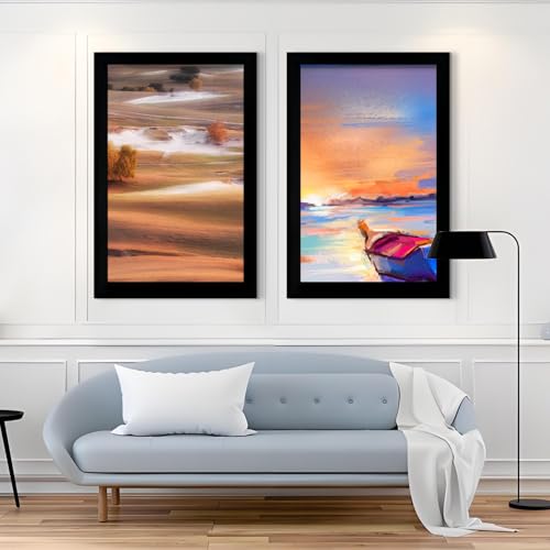 Image of LUCKYLIFE 22.37x34 Picture Frame, Wall Hanging Poster Frames, Display Pictures 22.37 x 34 without Mat, Pack of 2, Black