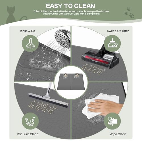 Homegroove 2Pcs Silicone Cat Litter Box Mat, 34"x22" Large Litter Box Mat for Litter Trapping, Waterproof Kitty Litter Mat for Indoor Cats, Cat Litter Catcher Mat for Floor, Non-Slip, Easy to Clean by homegroove - Image 4