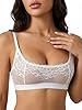BFTBTY Women's See Through Bras Sheer Mesh Floral Lace Bralette Sexy Unlined Wireless Lingerie White M