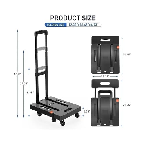 Carretilla Plegable Multiuso Resistente 500LB Negra miniatura 2