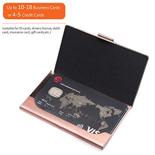 Ocadux Professional Business Card Holder Case, Metal Pocket Business Card Case For Women Or Men, Stainless Steel, 3.7 X 2.3 X 0.3 Inches, Rose Gold #TOP2