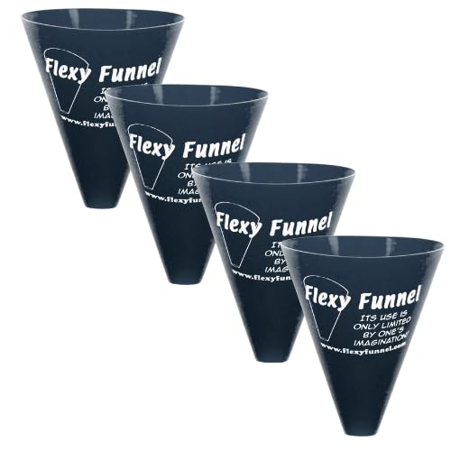 Flexy Funnel Embudo de silicona negra (3 pulgadas)  Embudo plegable para líquidos, líquidos, ingredientes secos, polvos  Embudo formable para
