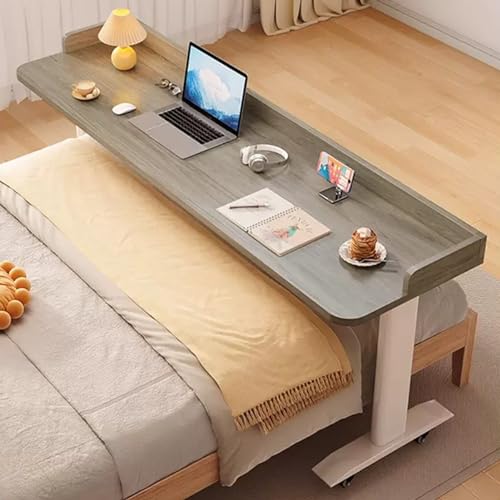 ASerZenith Mesita De Noche con Ruedas: Mesa Portátil para Cama, Escritorio De Cama con Patas Metálicas Resistentes, Altura Ajustable Y Ruedas Giratorias.