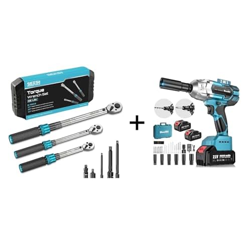 Seesii Torque Wrench Set & 650N·m Cordless Impact Wrench
