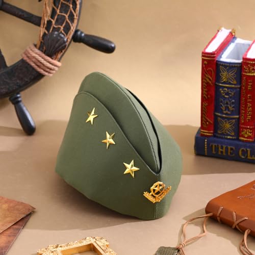 Chapeau de danse de marin carré vert armée durable avec motif blé brodé - 6