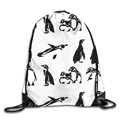 [F&Z工房] 8種類のフンボルトペンギン ペンギン ジムサック ナップサック スポーツバッグ ジムバッグ リュックサック 巾着 バッグ 運動 アウトドア 男女兼用 部活適用 軽量 トレーニングバッグ バックパック サイズ(35*45cm)のサムネイル