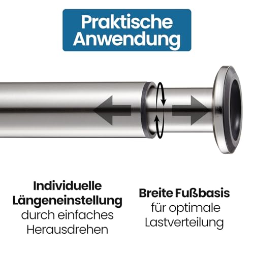 Stahlia Möbelfüße verstellbar Tischbeine Metall Edelstahl Optik 120-190mm (4er Set) Ø38mm Bettfüße Füße für Möbel Sofa Füße Möbelerhöhung Schrankfüsse Möbelbeine
