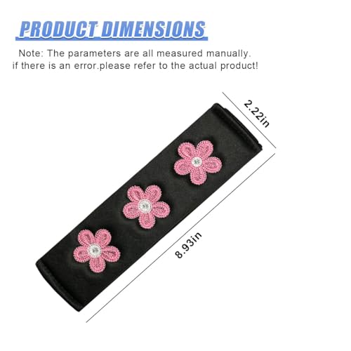 Image of 2PCS Daisy Flower Car Seat Belt Cover Pads, Protect Neck, DeepPink | Soft Breathable Auto Seat Shoulder Strap Pad, Comfortable Seatbelt Cushion, Vehicle Interior Decoration for Cars, Trucks