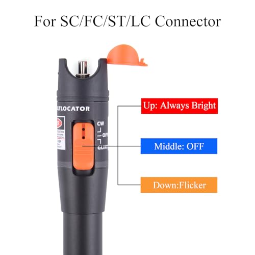 WSOLDMA FTTH Glasfasertester,80MW 80KM Visual Fault Locator Glasfaserkabel Tester Fiber Optische, VFL-Glasfasertester, Glasfaser-Stift für SC/FC/ST/LC-Stecker, visueller Fehlersuchgerät (80 KM)