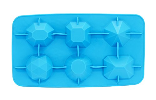 Fairly Odd Novelties Jewels Diamond Gem Flexible Shape 6 Ice Cube Tray Mold Blue Rubber Novelty Gag Gift, One Size #TOP7