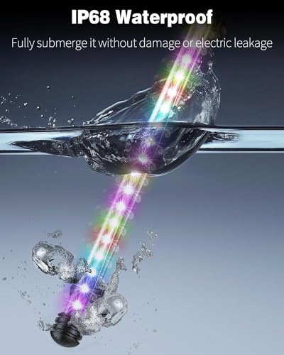 Image of Pawfly 4.2 W Aquarium LED Light 15.2 Inch Underwater Fish Tank Light with Timer Auto On /Off Fish Tank Background Lights with 8 Lighting Modes Submersible Multi-Colored Tube Lights for Decoration