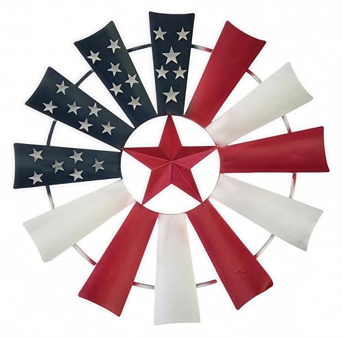 Nightclawing Metal Patriot Windmill Wall Decor, Patriotic American Flag Design