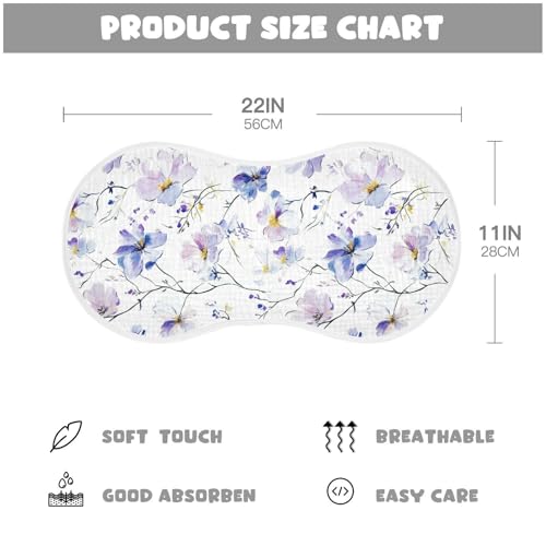 Impressionist Flowers Purple Cotton Muslin Burp Cloths Large Easy Care Baby Rags for Babies Girls and Boys Set of 2, 22x11in4