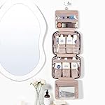 NISHEL Travel Toiletry Bag for women, Portable Hanging Organizer for Full-Sized Shampoo, Conditioner, Brushes Set, Makeup Accessories, Large Size, Pink - Image 2