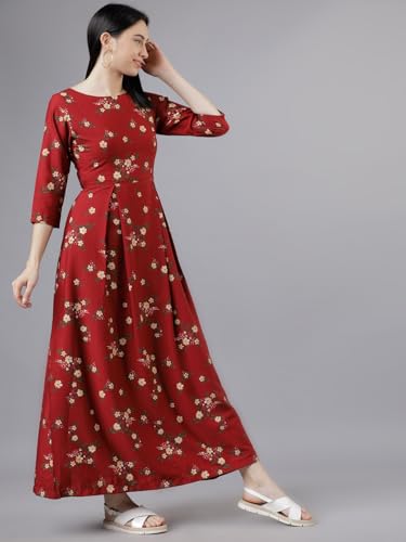 Image of Tokyo Talkies Women's Three-Quarter Sleeves Boat Neck Printed Dresses | Stylish Dresses | Casual Dresses