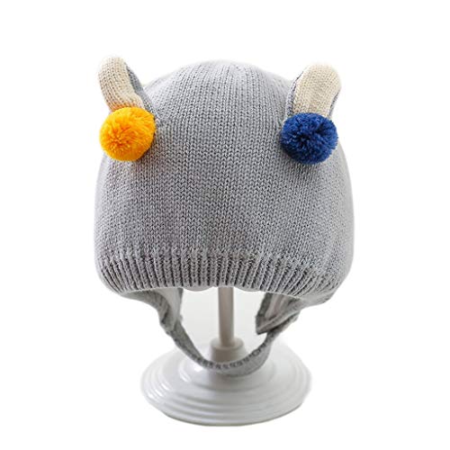 Baby Toddler Girls Boys Earflap Hat Winter Cotton Lined Knit Hat Outdoors Cap (Color : Gray, Size : 3-24 Months) #TOP14