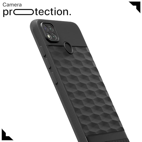 Image of Outlouders Back Cover for Poco C31, Mi Redmi 10A / 10A Sport, Redmi 9 / Redmi 9 Activ / 9C | TPU Soft Surface | Full Camera Protection | Flexible and Stockproof Back Case (Black)
